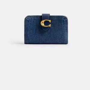Coach Blue Wallet with Gold Accent